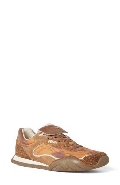 Fendi New Flow Low Top Sneaker In Brown