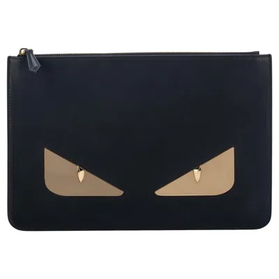 Pre-owned Fendi New Lim.ed. Black Monster Clutch