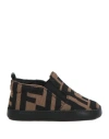 Fendi Brown Sneakers For Babykids With Double Ff In Brown