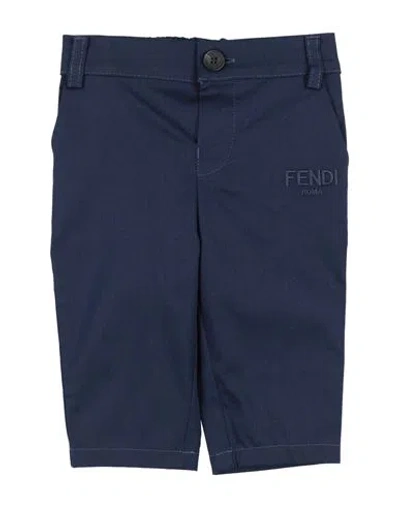 Fendi Babies'  Newborn Girl Pants Navy Size 3 Cotton, Elastane, Polyester In Blue