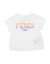 FENDI FENDI NEWBORN GIRL T-SHIRT WHITE SIZE 3 COTTON