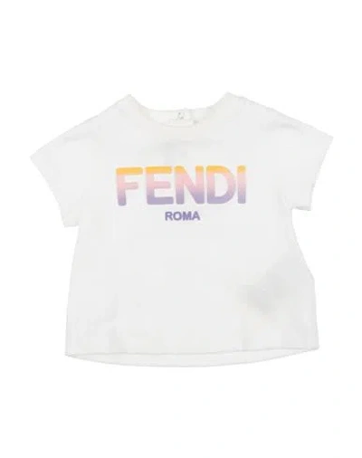Fendi Babies'  Newborn Girl T-shirt White Size 3 Cotton