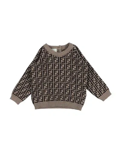 Fendi Babies'  Newborn Sweater Dark Brown Size 1 Cotton, Cashmere, Wool In Gray