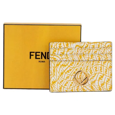 Pre-owned Fendi Nib Yellow White Vertigo Card Case