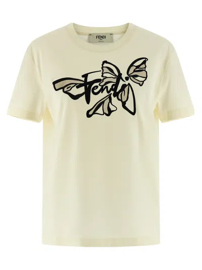 Fendi Nightfly T-shirt Beige In Neutral