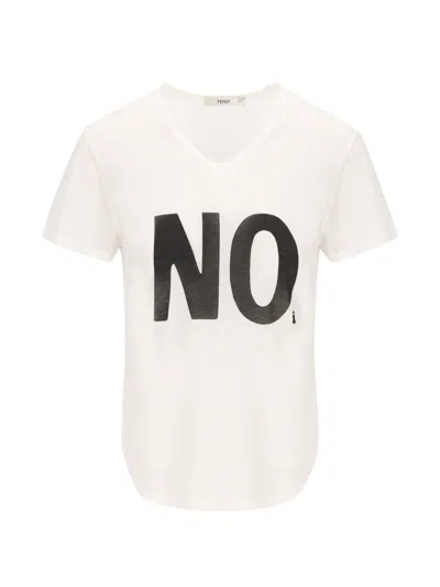 Fendi Cotton T Shirt Casual Fit V Neck In Animal Print
