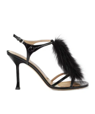 Fendi Noir Black Leather Sandals