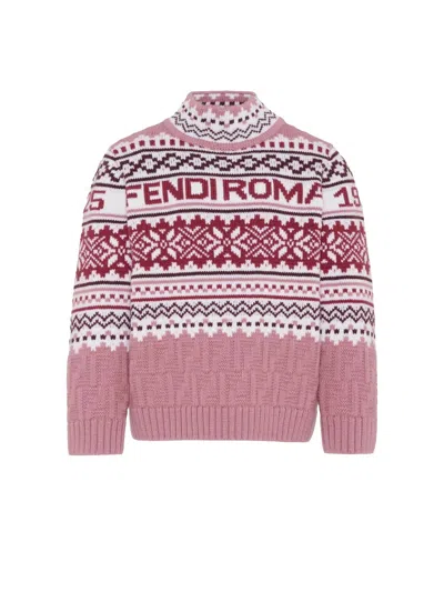 Fendi Virgin Wool Choker Sweater In Pink