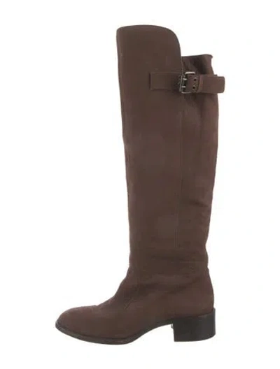 Pre-owned Fendi Nubuck Riding Boots In Brown