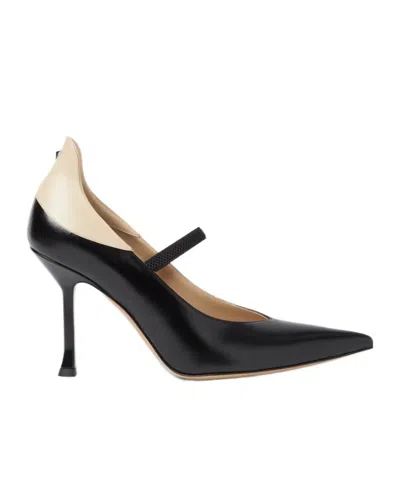 Fendi Nude Black And Beige Leather Court Shoes