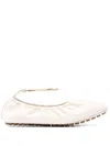FENDI NUDE LEATHER BALLERINA SHOES FOR WOMEN