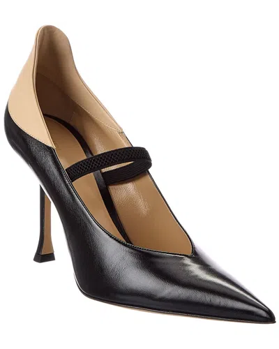 Fendi Nude Leather Pump In Black