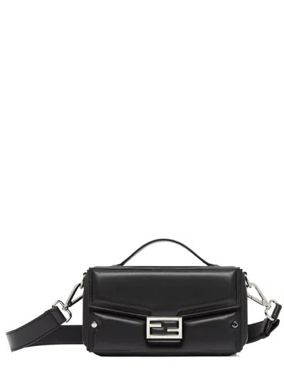 Fendi Soft Trunk Leather Baguette Bag In Black