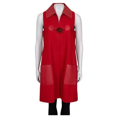 Pre-owned Fendi Nwot  Red Virgin Wool & Leather Vest - It42/m