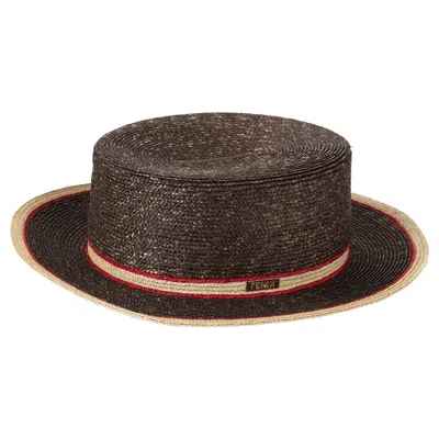 Pre-owned Fendi Nwt Brown Straw Hat