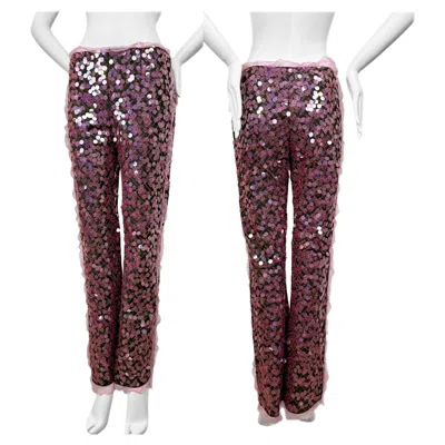 Pre-owned Fendi Nwt's  2000 It42 Vintage Pink Sequin + Ruffle Pants