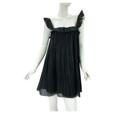 Pre-owned Fendi Nwt  Black Silk Organza Mini Dress Italian 42