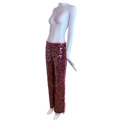 Pre-owned Fendi Nwt's  It44 2000 Vintage Pink Sequin + Ruffle Pants