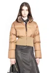 Fendi Short Padded Down Jacket With Shearling Collar Clothing In Brown