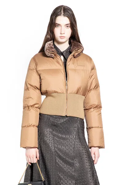 FENDI NYLON AND SHEARLING DOWN JACKET