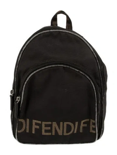 Pre-owned Fendi Nylon Backpack In Black