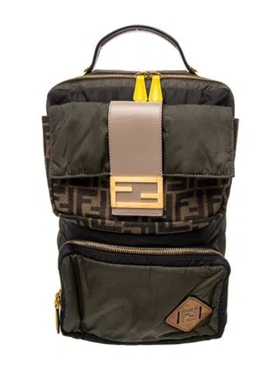 Pre-owned Fendi Nylon Backpack In Green