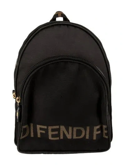 Pre-owned Fendi Nylon Backpack Vintage In Black