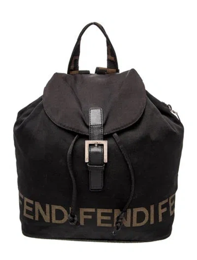 Pre-owned Fendi Nylon Backpack Vintage In Black