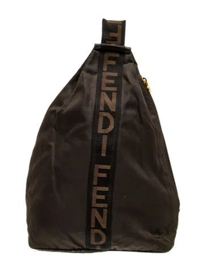 Pre-owned Fendi Nylon Backpack Vintage In Brown