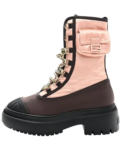 Fendi Nylon Baguette Domino 50 Biker Boot (authentic Pre-loved) In Neutral