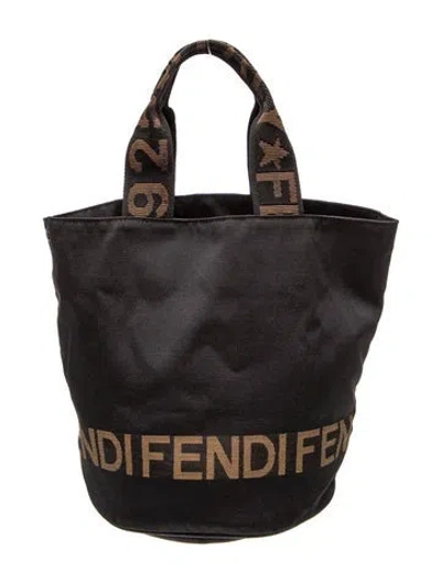 Pre-owned Fendi Nylon Bucket Bag Vintage In Black