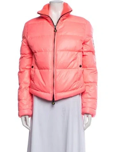 Pre-owned Fendi Nylon Down Jacket In Pink