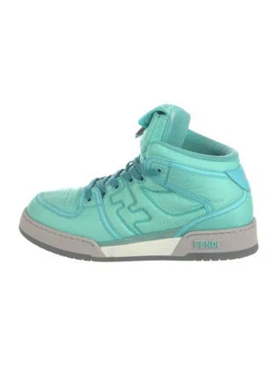 Pre-owned Fendi Nylon Graphic Print Athletic Sneakers In Blue