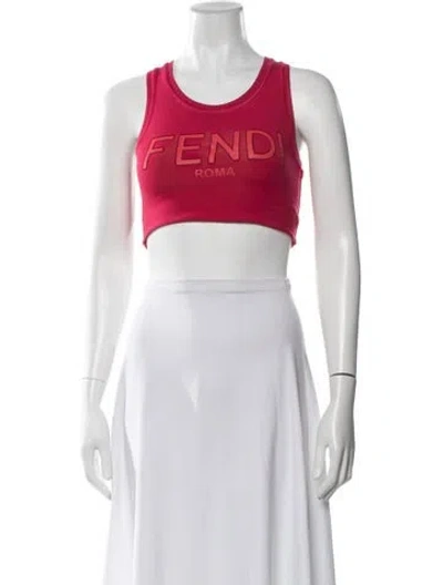 Pre-owned Fendi Nylon Graphic Print Sports Bra In Blue