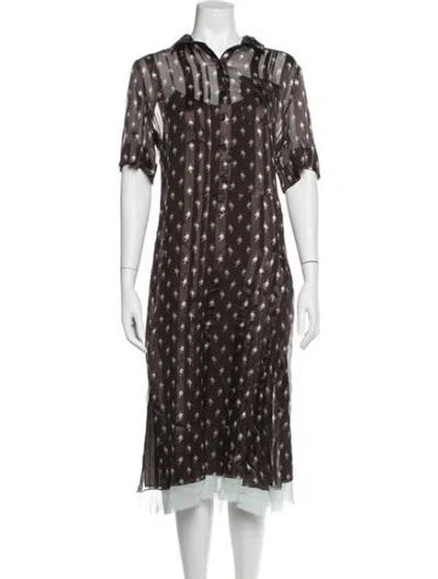 Pre-owned Fendi Nylon Midi Length Dress In Brown