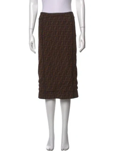 Pre-owned Fendi Nylon Midi Length Skirt In Brown
