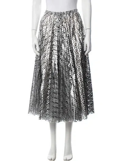 Pre-owned Fendi Nylon Midi Length Skirt In Silver