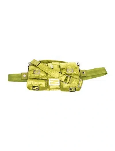 Pre-owned Fendi Nylon Multi-pocket Baguette In Green
