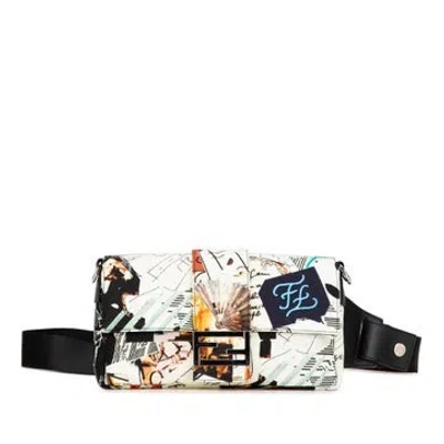 Pre-owned Fendi Nylon Nylon Karl Kollage Convertible Belt Baguette In Multicolor