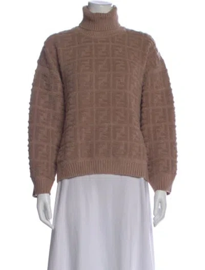 Pre-owned Fendi Nylon Patterned Sweater In Neutral
