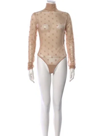 Pre-owned Fendi Nylon Printed Bodysuit In Neutrals