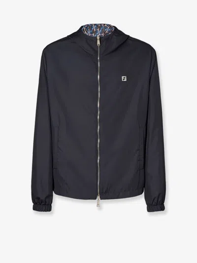 Fendi Men Nylon Reversible Jacket In Blue