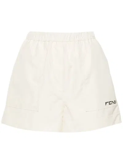 Fendi Nylon Shorts In Beige