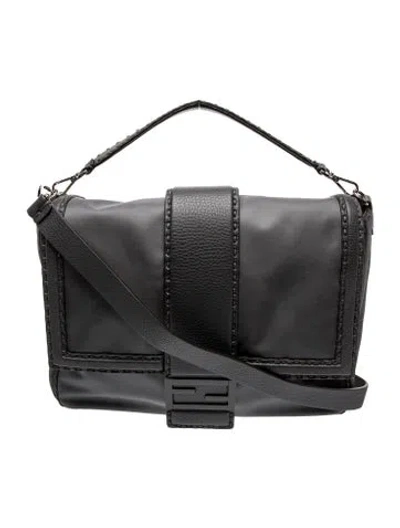 Pre-owned Fendi Nylon Shoulder Bag In Gray