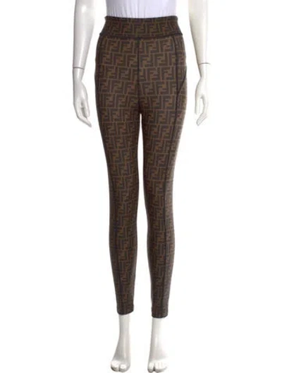 Pre-owned Fendi Nylon Skinny Leg Pants In Brown