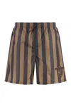 Fendi Printed Polyester Swimming Shorts In Brown