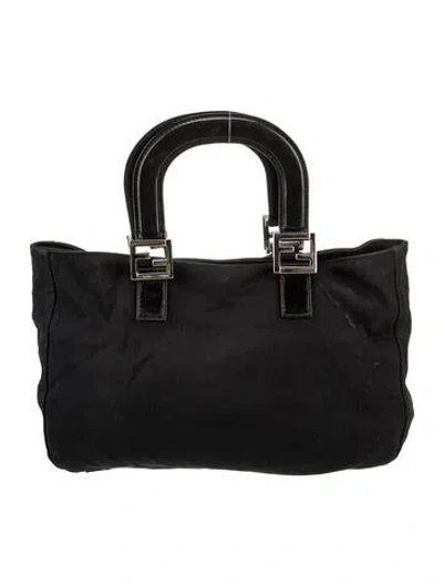 Pre-owned Fendi Nylon Top Handle Bag In Black