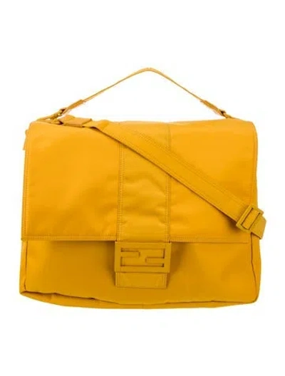 Pre-owned Fendi Nylon Top Handle Bag In Yellow