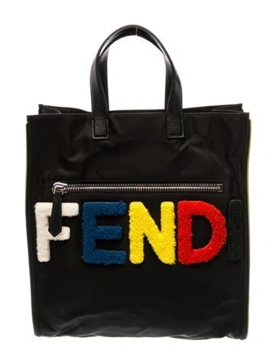 Pre-owned Fendi Nylon Tote In Black