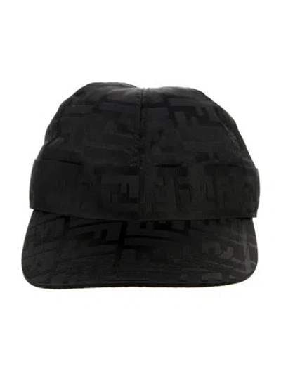 Pre-owned Fendi Nylon Zucca Ff Logo Baseball Hat In Black